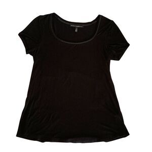 WHITE HOUSE BLACK MARKET Women's Black Short Sleeve Scoop Neck T-Shirt Sz S